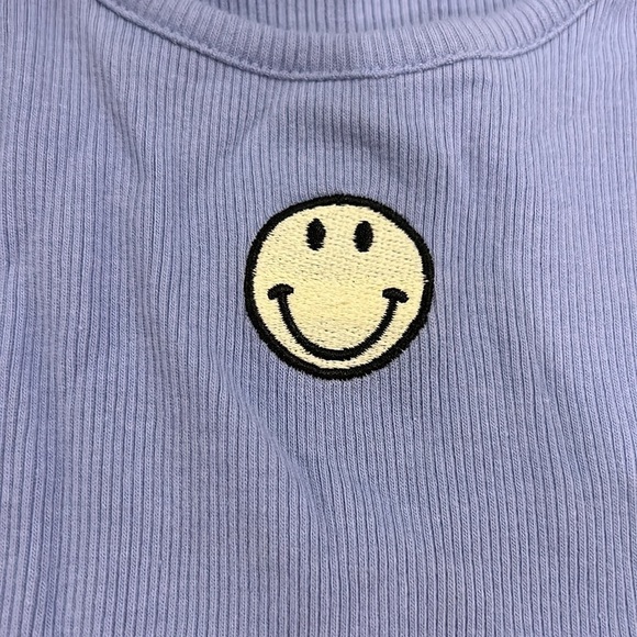 EUC Girls Long Sleeve T-shirt Blue Smiley Face Size Medium - Picture 3 of 7